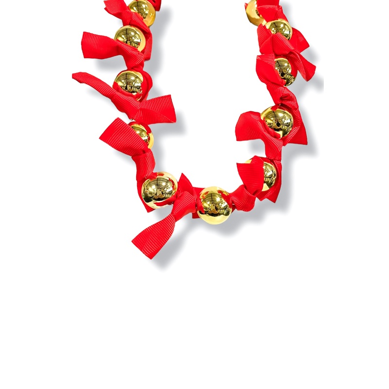 Better Days Red Bead and Ribbon Necklace