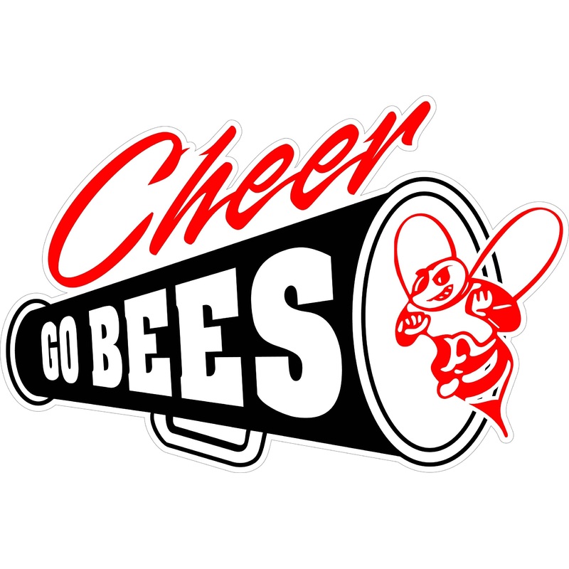 GO BEES Cheer Megaphone Decal|5″-6″|(Two-Pack) 3″