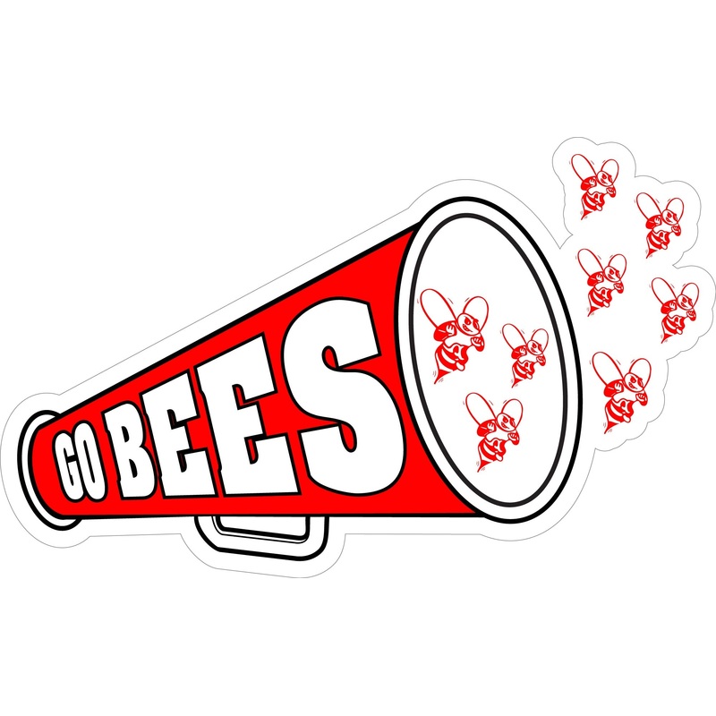 GO BEES Red Megaphone Decal|5″-6″|(Two-Pack) 3″