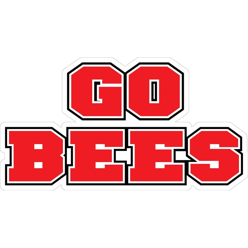 GO BEES Varsity Font Decal|5″-6″|(Two-Pack) 3″