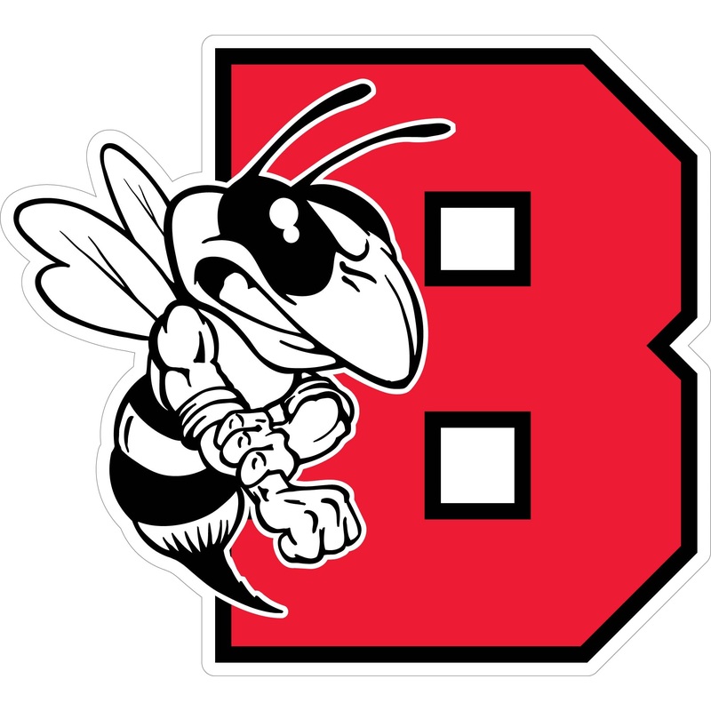 Red Varsity B with Bee Decal|5″-6″|(Two-Pack) 3″