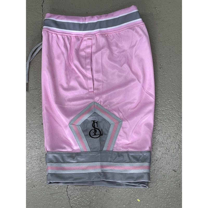LS BASKETBALL SHORTS A PINK/GREYI