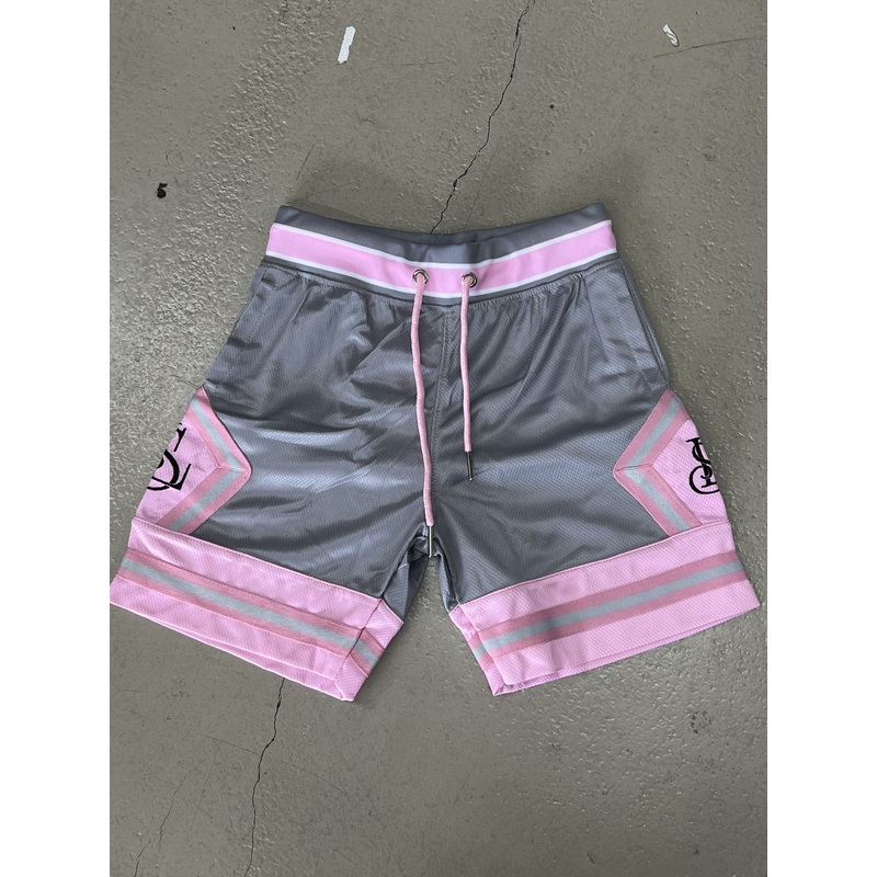 LS KIDS BASKETBALL SHORTS GREY/PINK