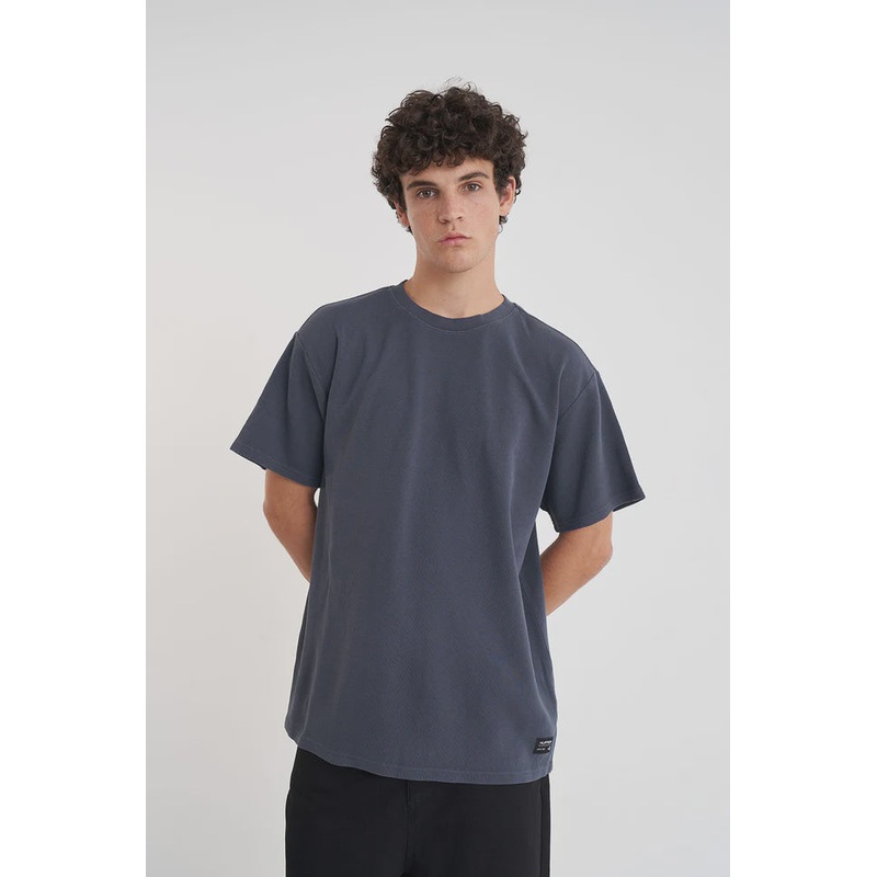 MTE51S4017 HUFFER WAFFLE TEE  BLK