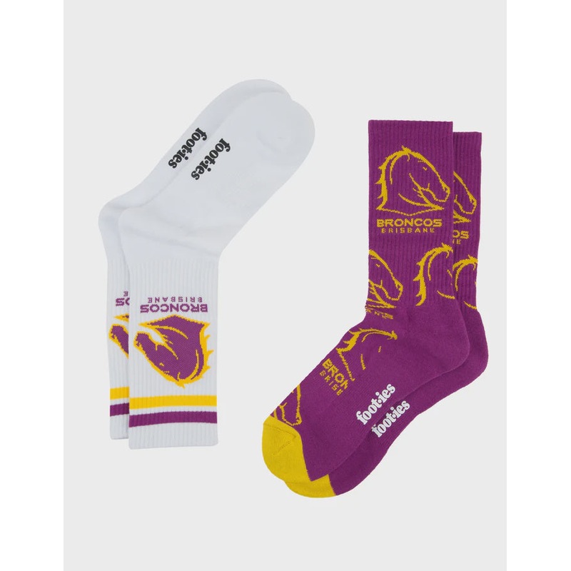 FBRI1375 BRONCOS SOCK 2PK|M/L (MEN’S 8-13)