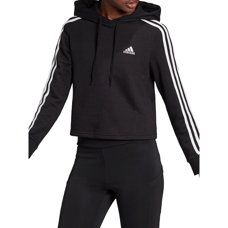ESSENTIAL 3 STRIPE CROP HOODIE