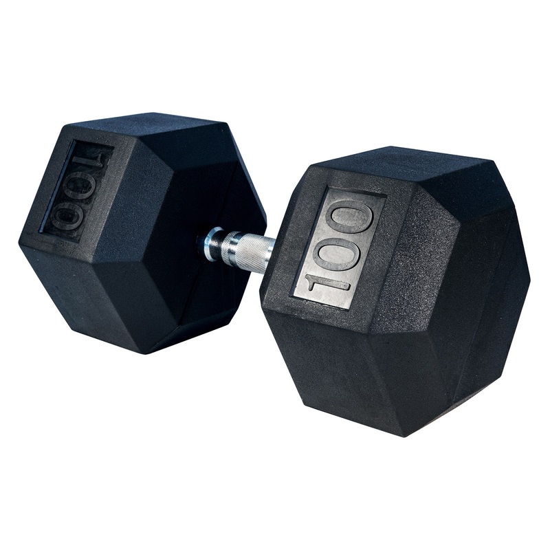 Rubber Hex Dumbbell – 100lbs|100LBS