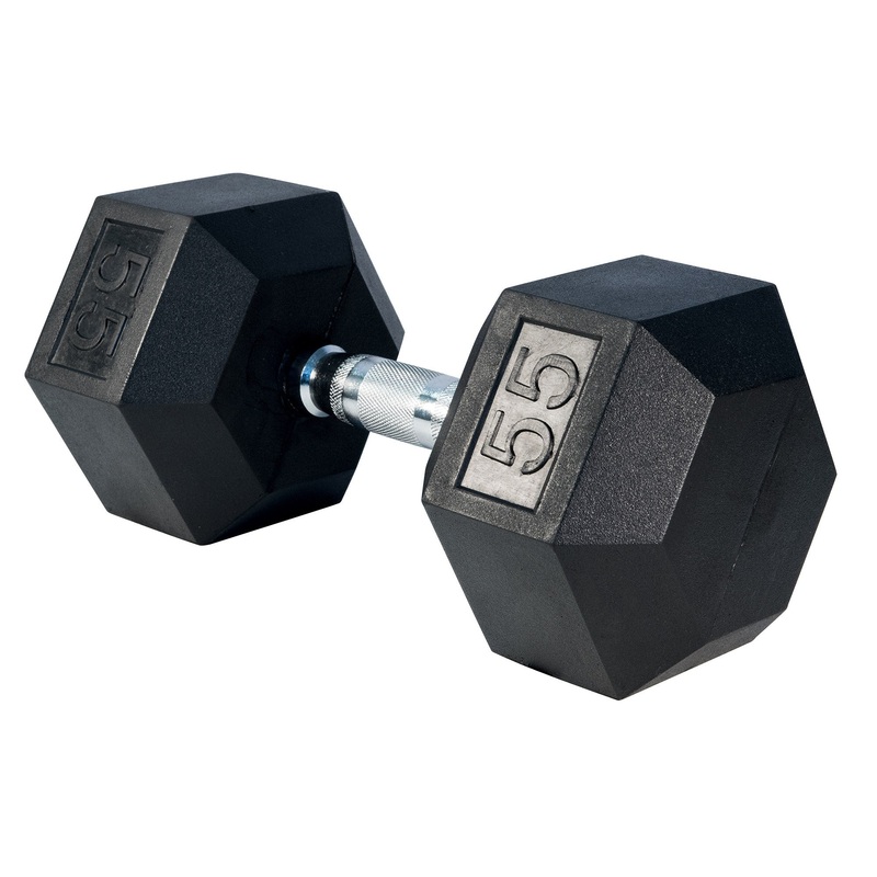 Rubber Hex Dumbbell- 55lbs