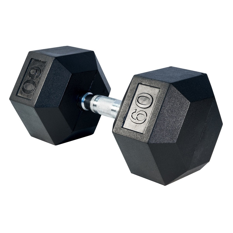 Rubber Hex Dumbbell- 60lbs