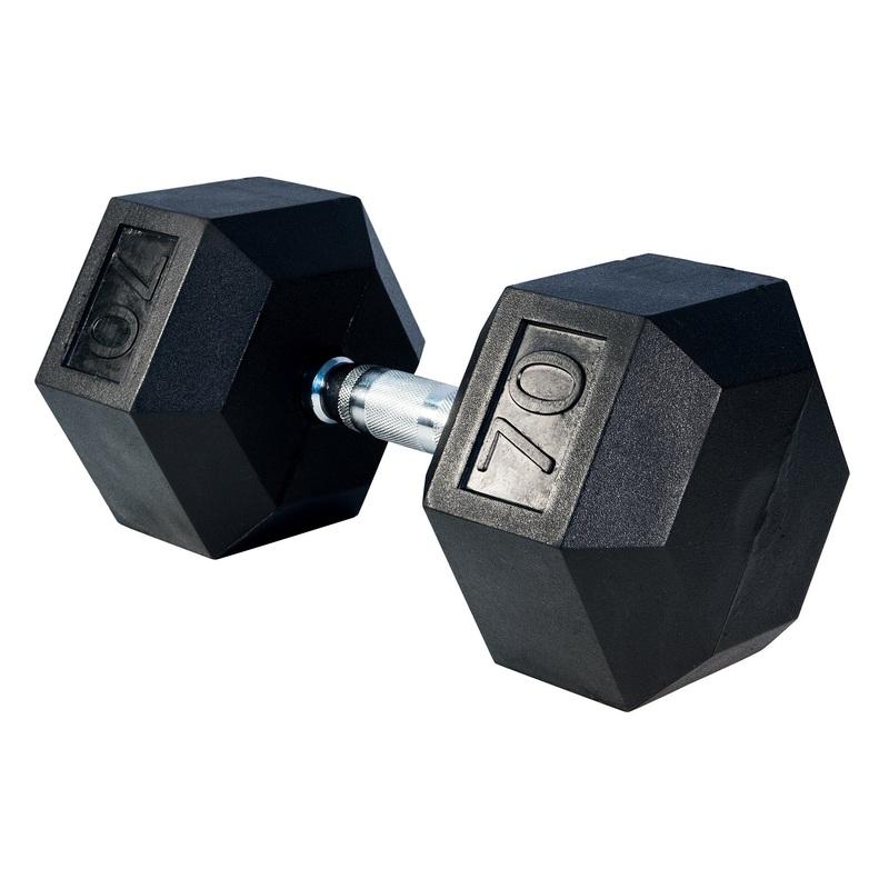 Rubber Hex Dumbbell- 70lbs