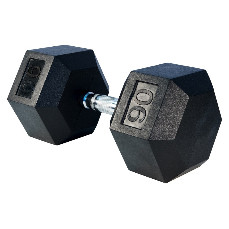 Rubber Hex Dumbbell- 90lbs