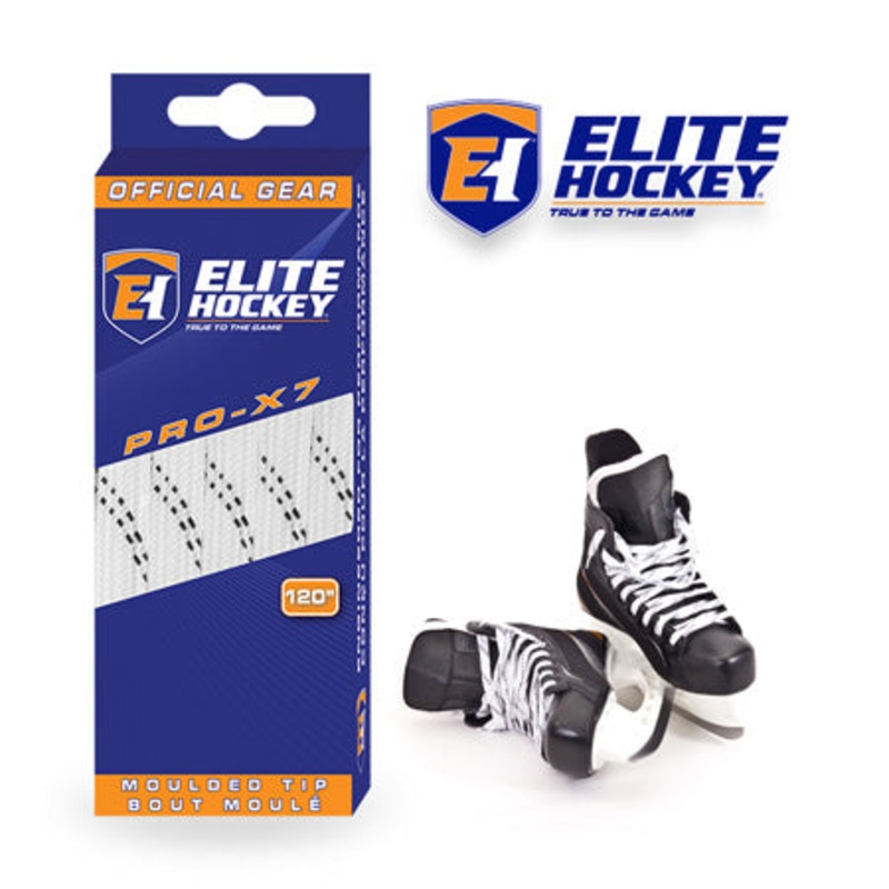 Elite Hockey Pro X7 Non Waxed White Hockey Laces