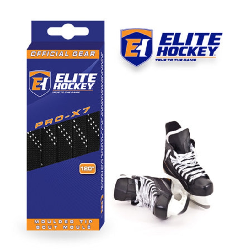 Elite Hockey Pro X7 Wide Non Waxed Black Hockey Laces