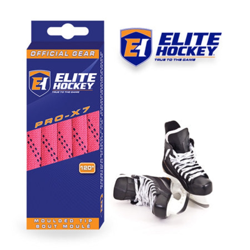 Elite Hockey Pro X7 Wide Non Waxed Pink/Navy Hockey Laces