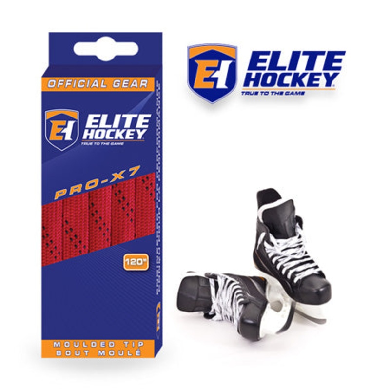Elite Hockey Pro X7 Wide Non Waxed Red Hockey Laces