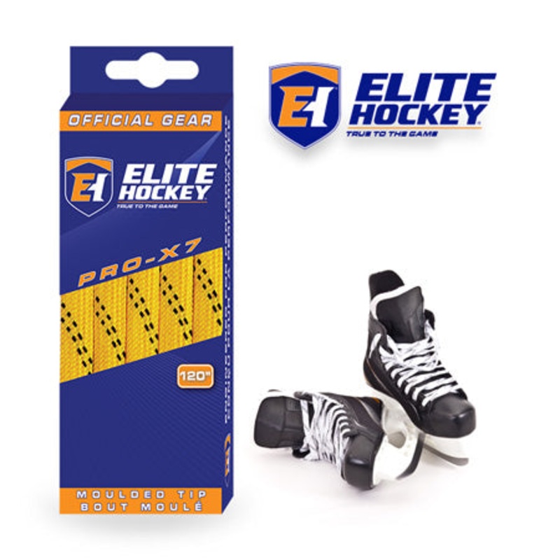 Elite Hockey Pro X7 Wide Non Waxed Yellow Hockey Laces