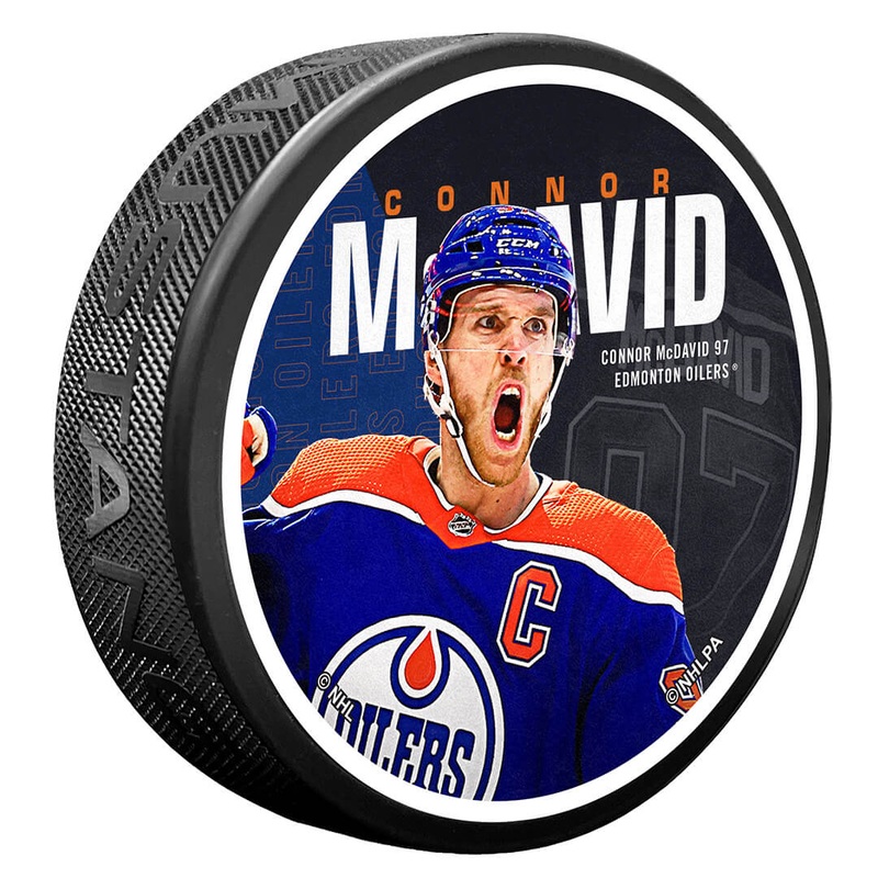 Connor McDavid Edmonton Oilers Textured Centerfold Puck